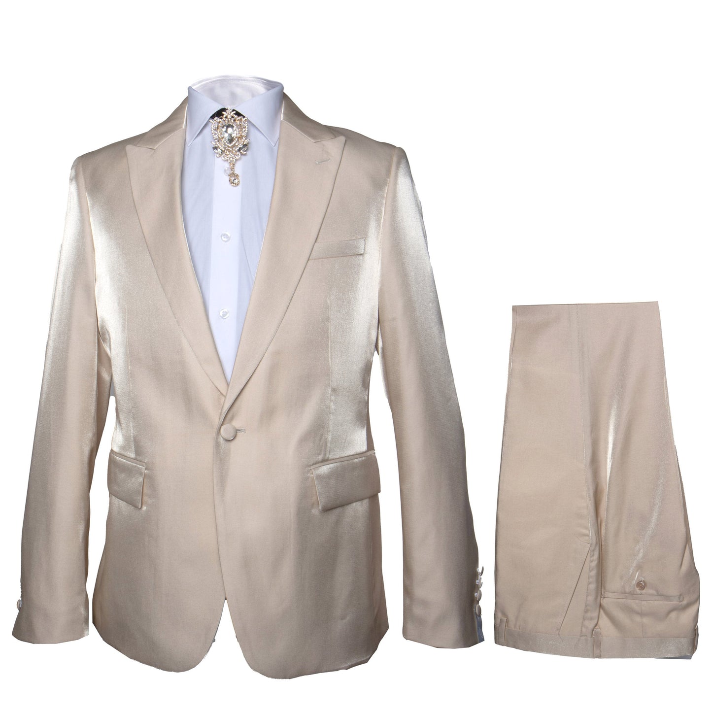 Rossi Man LEO RM1609 ?? Cream 3-Piece Slim Fit Suit for Men | Sophisticated Formalwear for Special Occasions