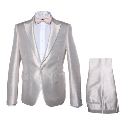 Rossi Man LEO RM1642 ?? Off-White Shimmer Slim Fit 3-Piece Suit for Men