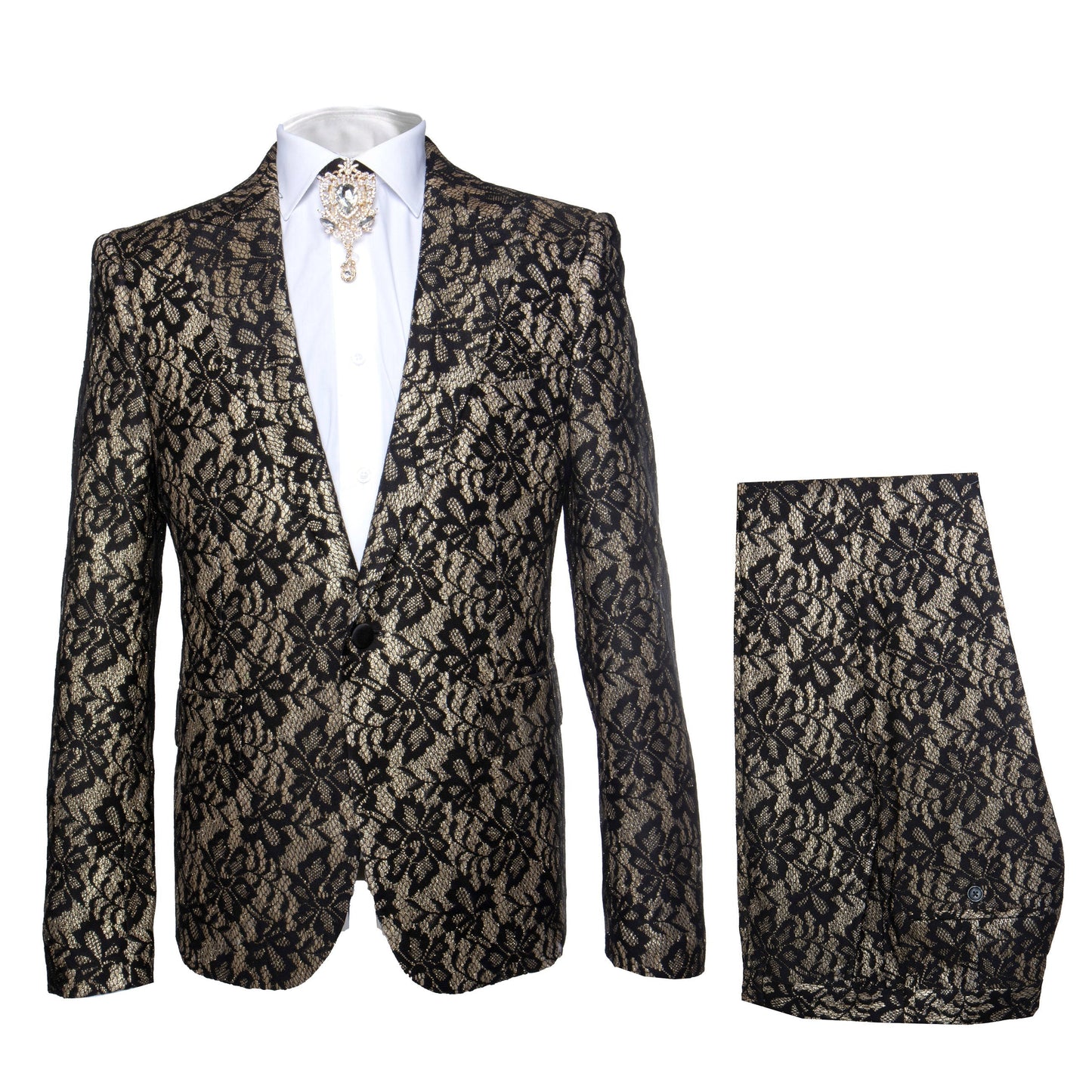 Rossi Man LEO RM1901 ?? Gold & Black Designer Tuxedo for Men | Slim Fit