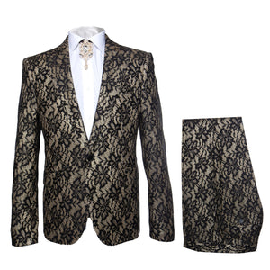 Rossi Man LEO RM1901 ?? Gold & Black Designer Tuxedo for Men | Slim Fit