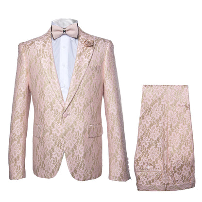 Rossi Man Leo RM1903 ?? Pink & Gold Designer Tuxedo for Men | Stylish Formal Wear