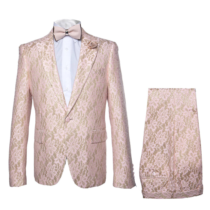 Rossi Man Leo RM1903 ?? Pink & Gold Designer Tuxedo for Men | Stylish Formal Wear