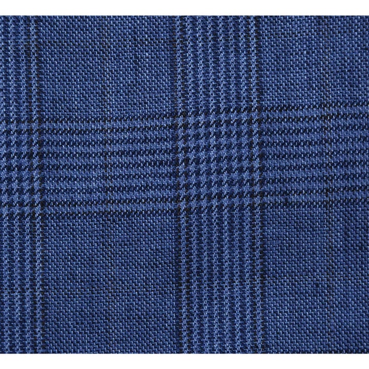 Saco vaquero - Western Sport Coat - Western Blazer- Mens Slim Fit Two Button Summer Linen Sport Coat Blazer In Navy Blue Windowpane Plaid