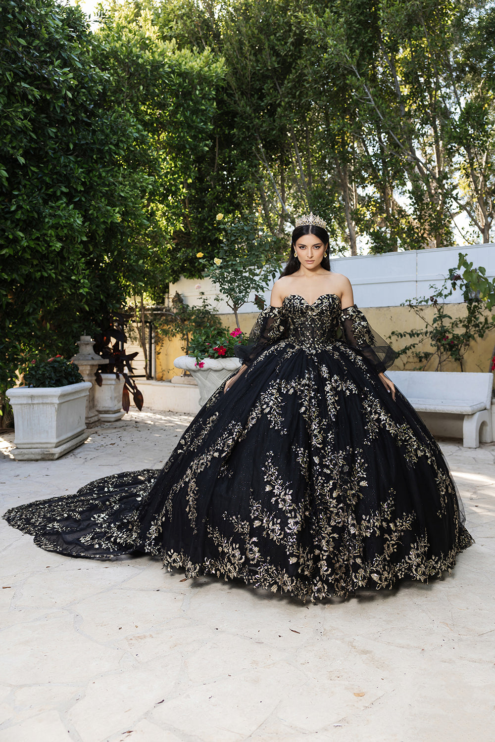 Layla K LK251 Sweetheart Embroidered Cape Quinceanera Ball Gown