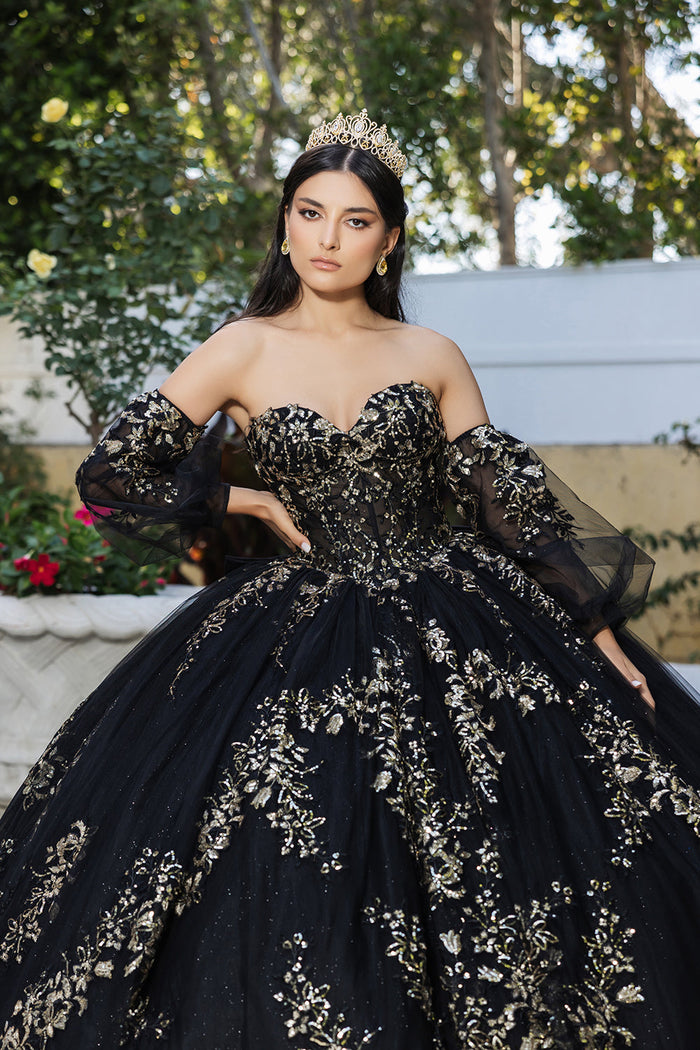 Layla K LK251 Sweetheart Embroidered Cape Quinceanera Ball Gown