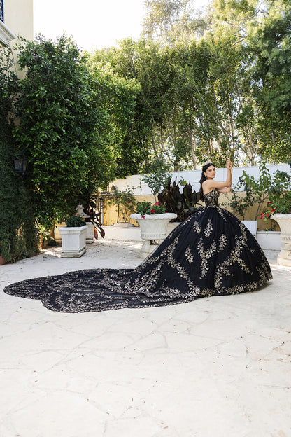 Layla K LK251 Sweetheart Embroidered Cape Quinceanera Gown