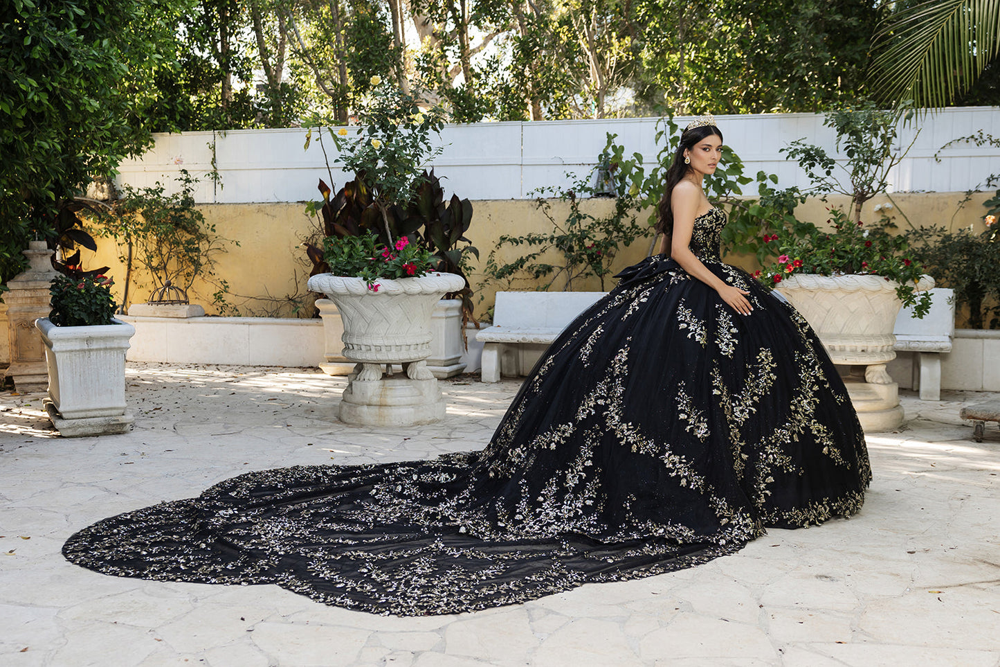 Layla K LK251 Sweetheart Embroidered Cape Quinceanera Gown