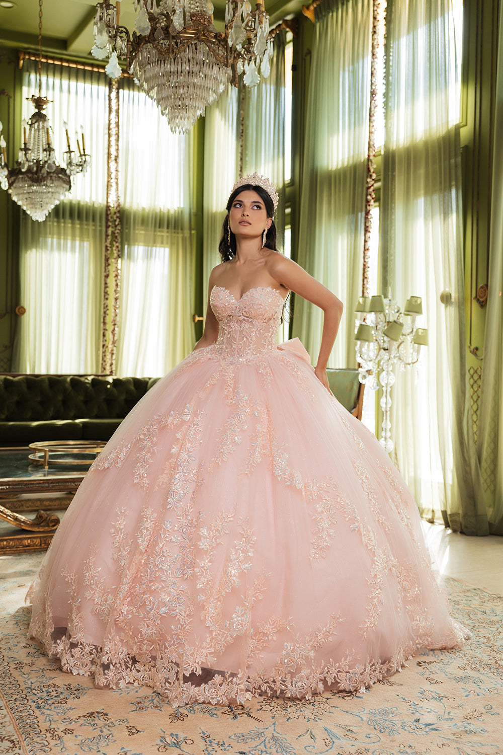 Layla K LK251 Sweetheart Embroidered Cape Quinceanera Gown