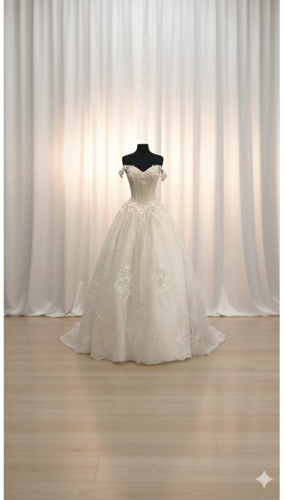 Layla K LK260 Floral Glitter Off-Shoulder Sweet 16 Ball Gown