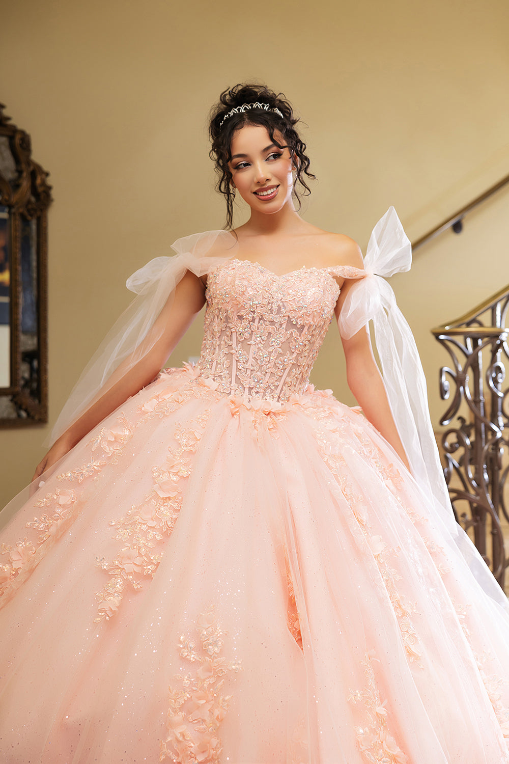 Plus Size Ball Gown in Champagne/Gold | Formal Quinceanera Dress by LK280