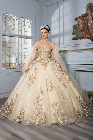 Layla K LK280 Floral 3D Applique Ball Gown Off-Shoulder Quinceañera Dress