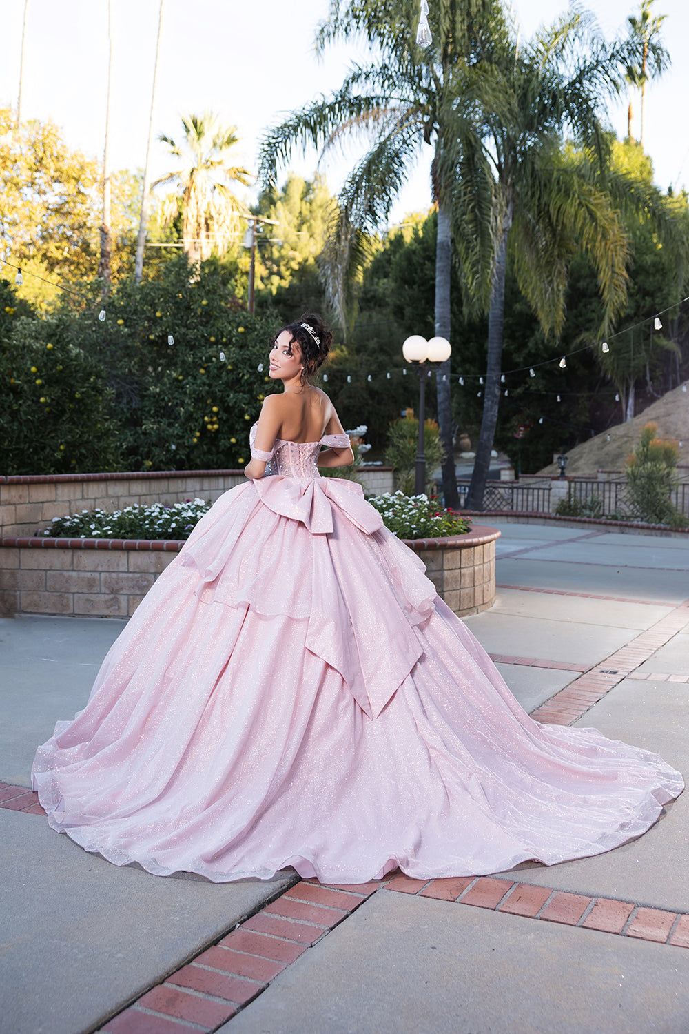 Layla K LK281 Off-Shoulder Ball Gown with Corset Bodice & Glitter Tulle Skirt