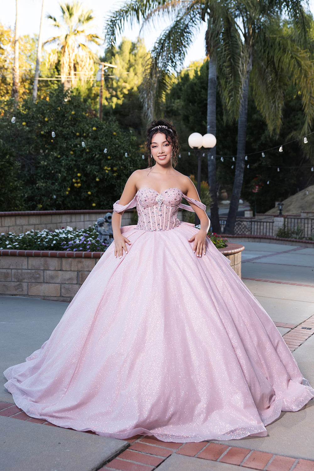 Layla K LK281 Off-Shoulder Ball Gown with Corset Bodice & Glitter Tulle Skirt