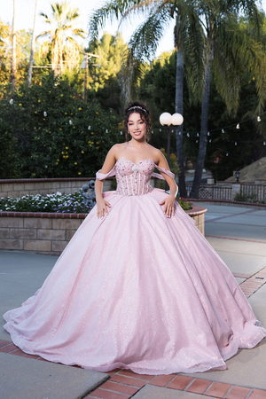 Layla K LK281 Off-Shoulder Ball Gown with Corset Bodice & Glitter Tulle Skirt