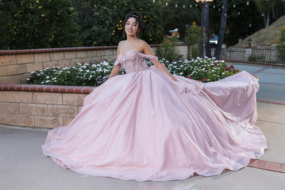 Layla K LK281 Off-Shoulder Ball Gown with Corset Bodice & Glitter Tulle Skirt