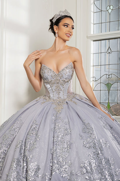Luxury Ball Gown Quinceañera Dress with Glitter Tulle Skirt & Beaded Corset By Layla K LK284