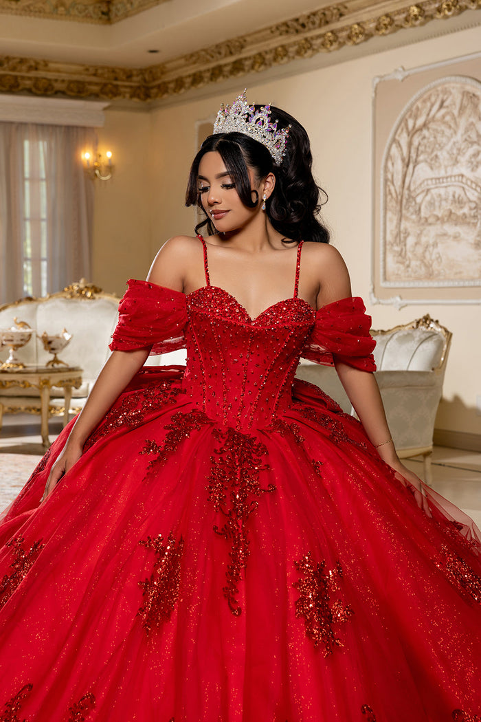 Beaded Corset Bodice Spaghetti Straps Detachable Off Shoulder Sleeves By Layla K LK287