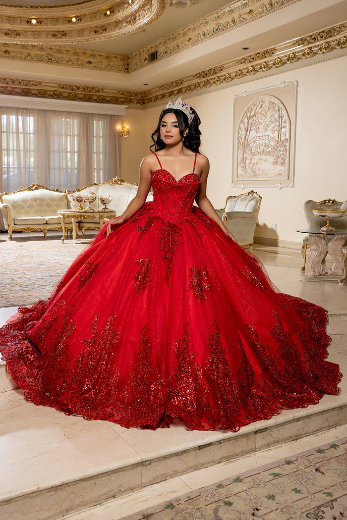 Beaded Corset Bodice Spaghetti Straps Detachable Off Shoulder Sleeves By Layla K LK287