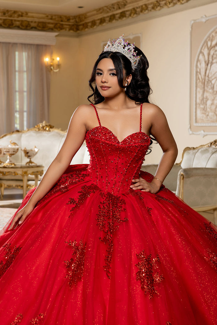 Beaded Corset Bodice Spaghetti Straps Detachable Off Shoulder Sleeves By Layla K LK287