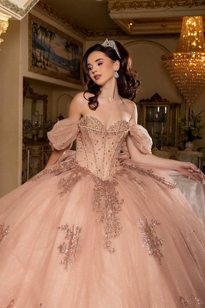 Beaded Corset Bodice Spaghetti Straps Detachable Off Shoulder Sleeves By Layla K LK287