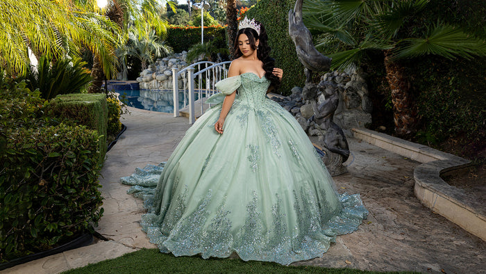Beaded Corset Bodice Spaghetti Straps Detachable Off Shoulder Sleeves By Layla K LK287