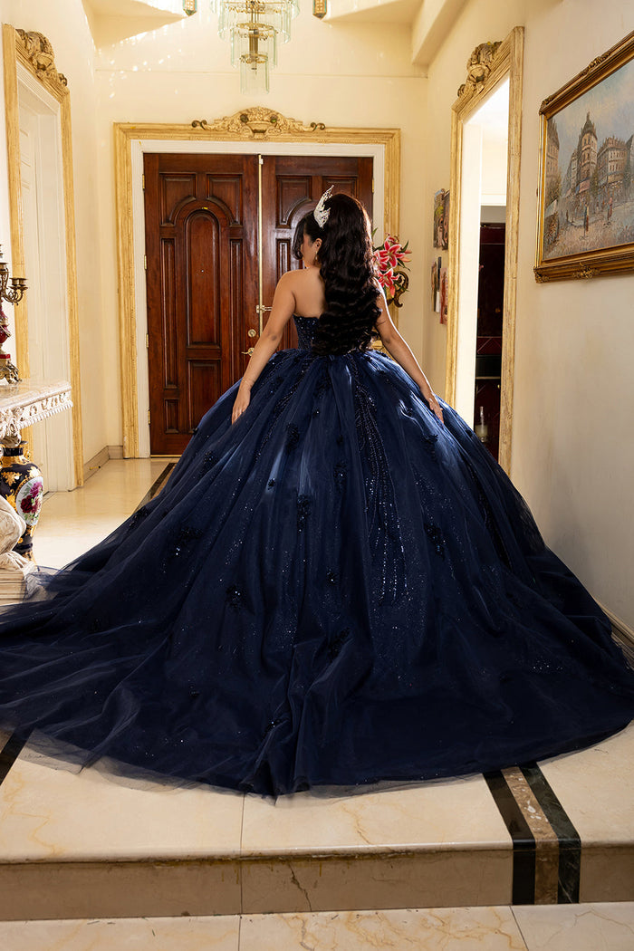 Beaded Corset Bodice & Glitter Tulle Skirt Strapless Sweetheart Birthday Dress By Layla K LK288