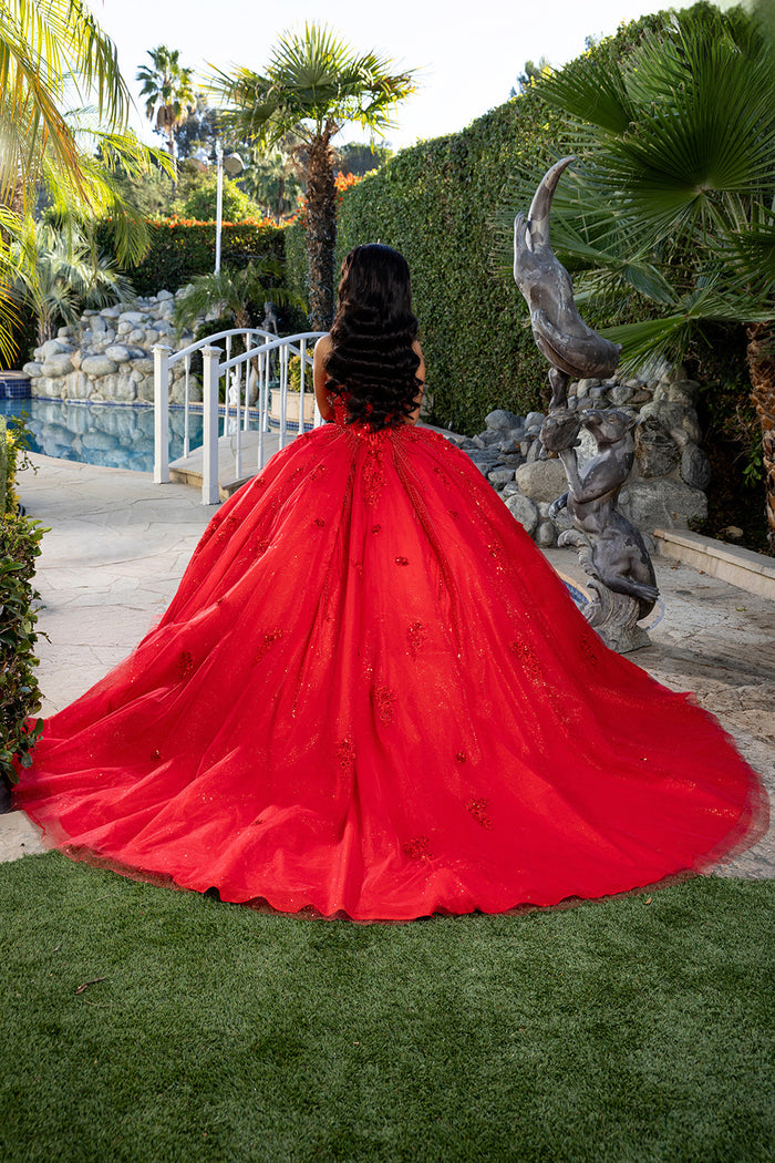 Beaded Corset Bodice & Glitter Tulle Skirt Strapless Sweetheart Birthday Dress By Layla K LK288