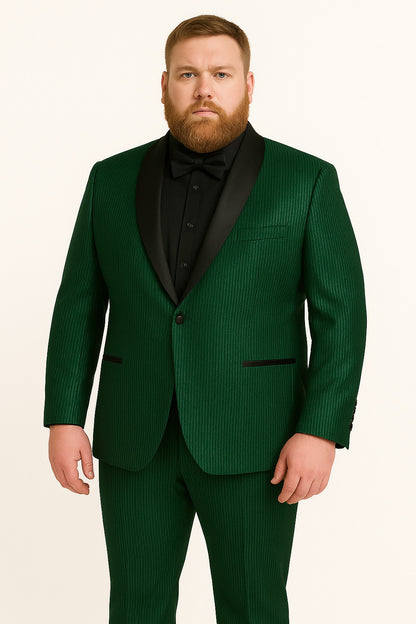 Men's Emerald Green Shiny Tuxedo with Black Satin Lapel and Matching Bow Tie  Ultra Slim Fit