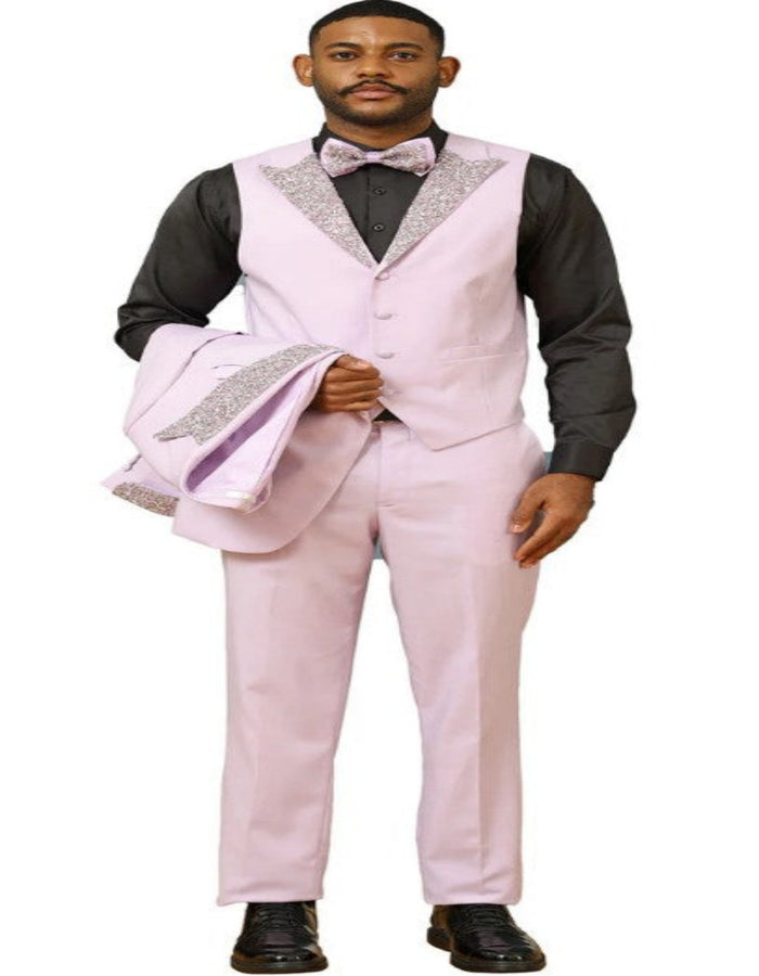 Lavender Prom Tuxedo - Perfect Wedding Suit Vested Rhinestone sequin Lapelled