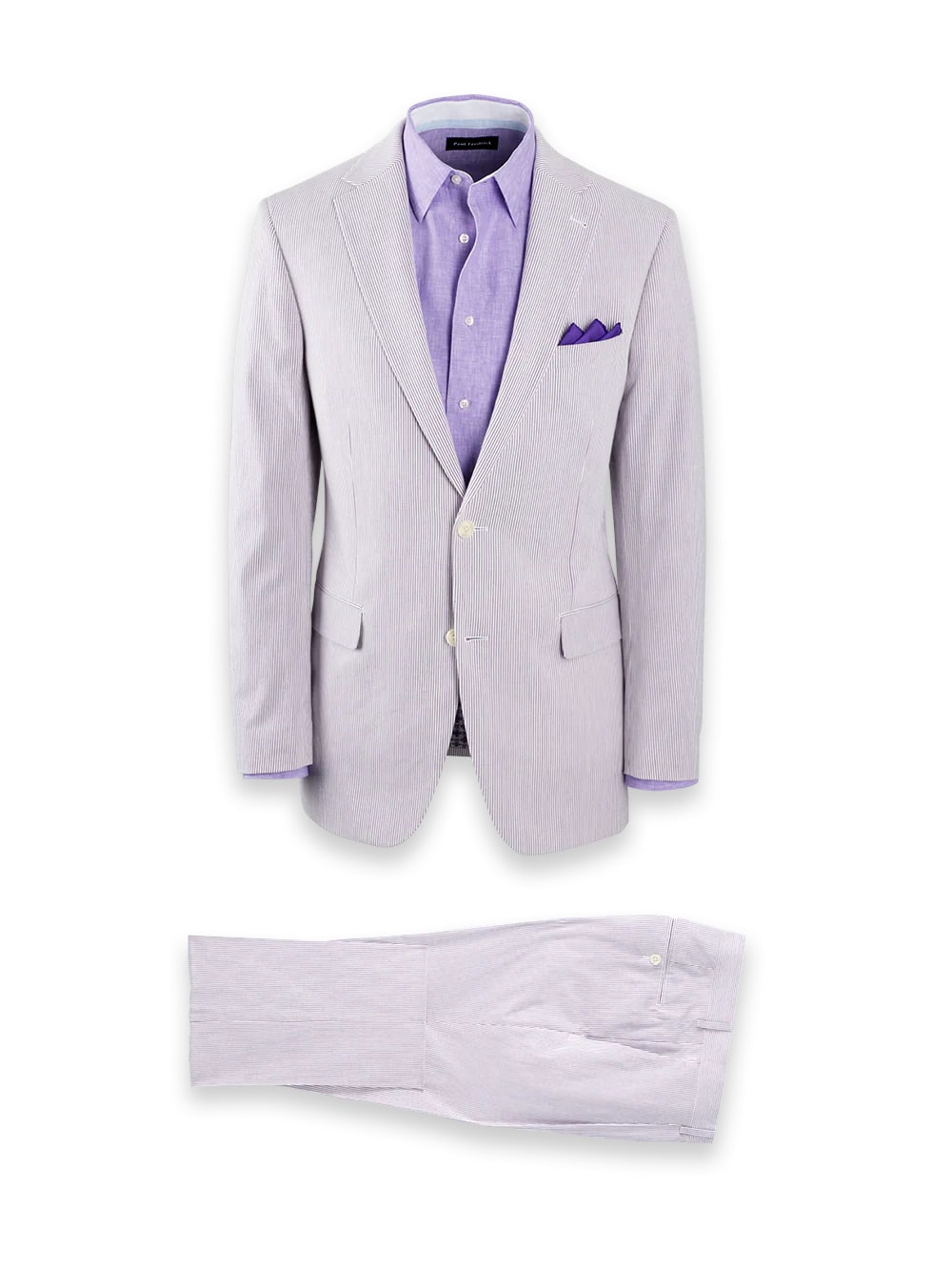 Mens Lavender Seersucker Suit Blazer  Pants Cotton Fabric - Summer Fabric in Purple color