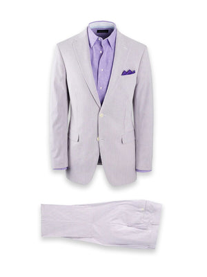 Mens Lavender Seersucker Suit Blazer  Pants Cotton Fabric - Summer Fabric in Purple color