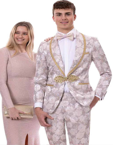 Mens Khaki Color Tuxedo - Mens Slim Fit Two Piece Lavender Paisley Prom Smoking Jacket Tuxedo