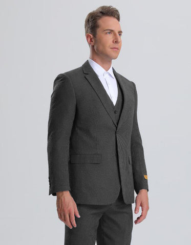Mens Vested Summer Seersucker Suit in Black on Black Pinstripe