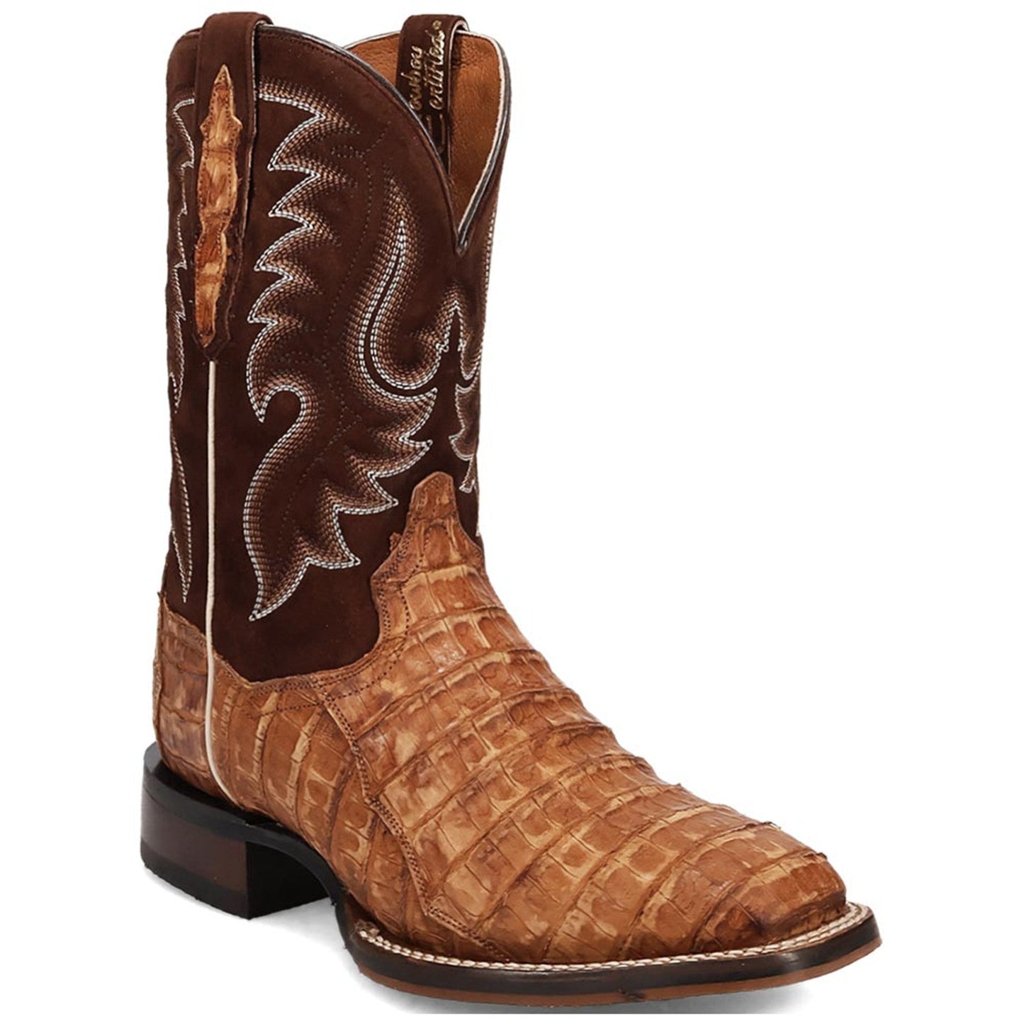Dan Post Mens Leon Brass/Brown Caiman Leather Western Boots