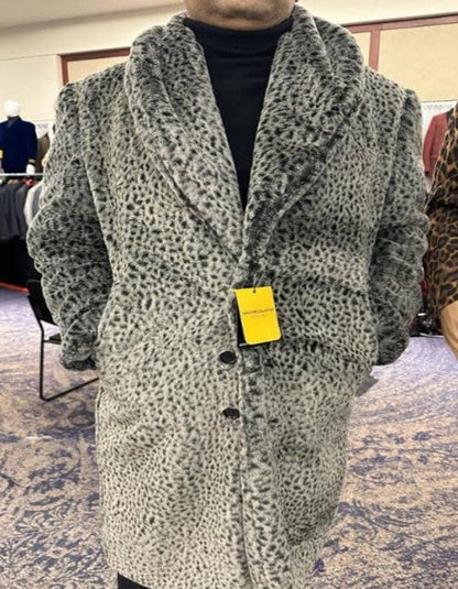 Vintage 1920s Gangster Pimp Coat  Full Length Leopard Faux Fur Style