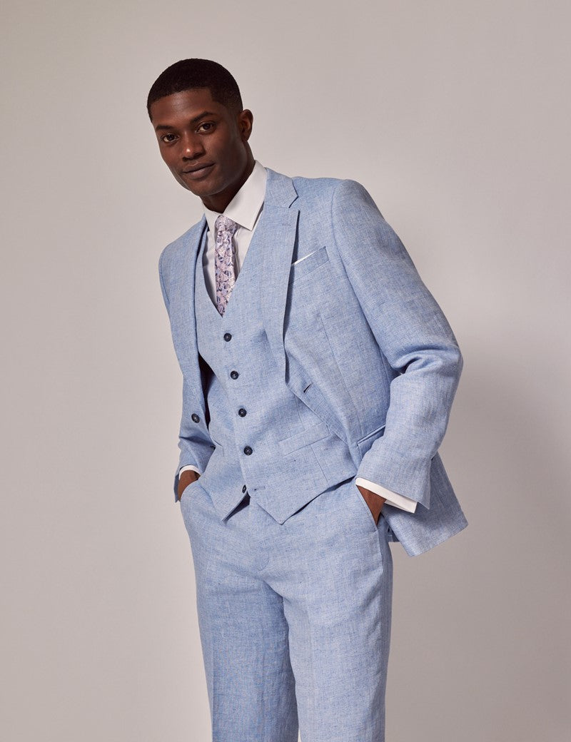 38 Mens Linen Suit For Beach Wedding Summer Suit in Light Blue