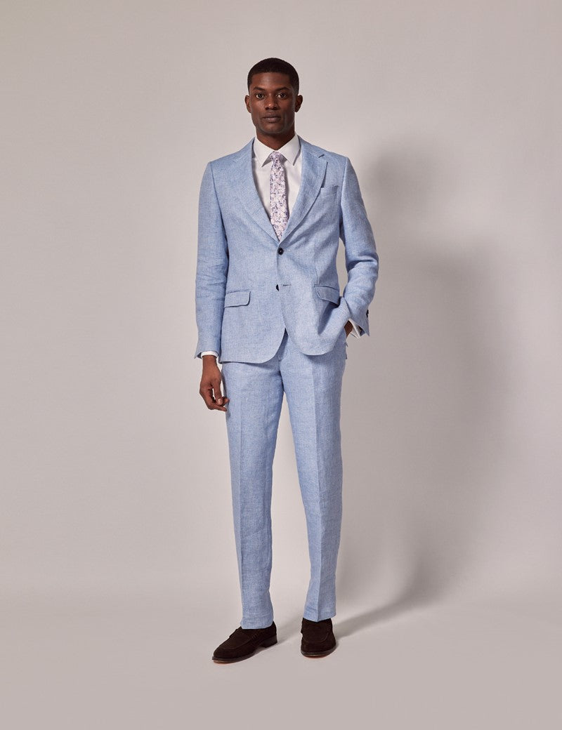 mens linen dress suits Men's Blue Cotton & Linen Suit