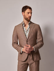 Mens Linen Suit For Beach Wedding - Summer  Suit in Light Brown - Men's Tuxedo USA