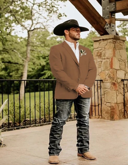 Light Tan Western Blazer - Sand Color
