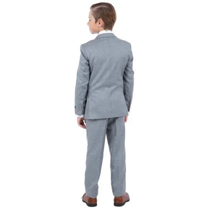 Perry Ellis Boys Sharkskin 5pc Suit, Light Gray - Men's Tuxedo USA