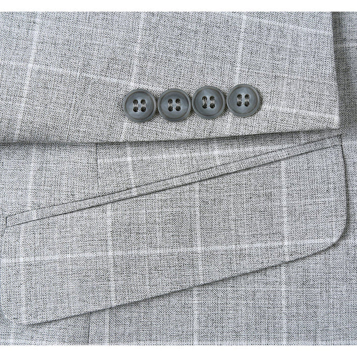 Saco vaquero - Western Sport Coat - Western Blazer   - Mens Two Button Slim Fit Sport Coat Blazer In Light Grey Ash Windowpane Plaid
