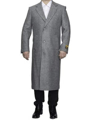 Mens Overcoat - Topcoat For Men - Winter Fabric - Light Grey Big and Tall Large Man ~ Plus Size Three Button Overcoat Long men's Dress Topcoat - Winter coat 4XL 5XL 6XL - Men's Tuxedo USA