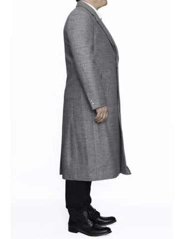 Mens Overcoat - Topcoat For Men - Winter Fabric - Light Grey Big and Tall Large Man ~ Plus Size Three Button Overcoat Long men's Dress Topcoat - Winter coat 4XL 5XL 6XL - Men's Tuxedo USA