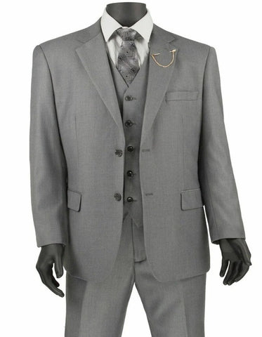 Light Grey Suit - Silver Gray Suit For Wedding - Mens Classic Fit Two Button Vested Light Grey Suit - Men's Tuxedo USA