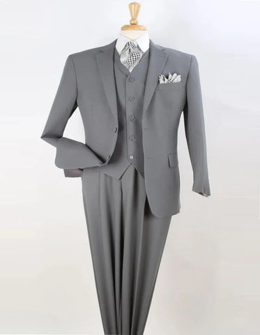 Light Grey Suit - Silver Gray Suit For Wedding - Mens Classic Fit Vested Light Grey Two Button Suit - Men's Tuxedo USA