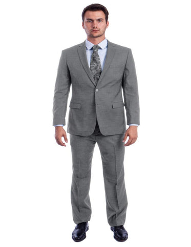 Light Grey Suit - Silver Gray Suit For Wedding - Men's Slim Fit Double Breasted Glen Light Grey Plaid Suit - Men's Tuxedo USA