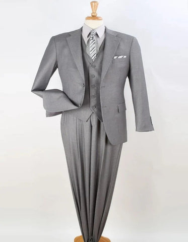 Light Grey Suit - Silver Gray Suit For Wedding - Mens Two Button Classic Fit Light Grey Vested Suit - Men's Tuxedo USA