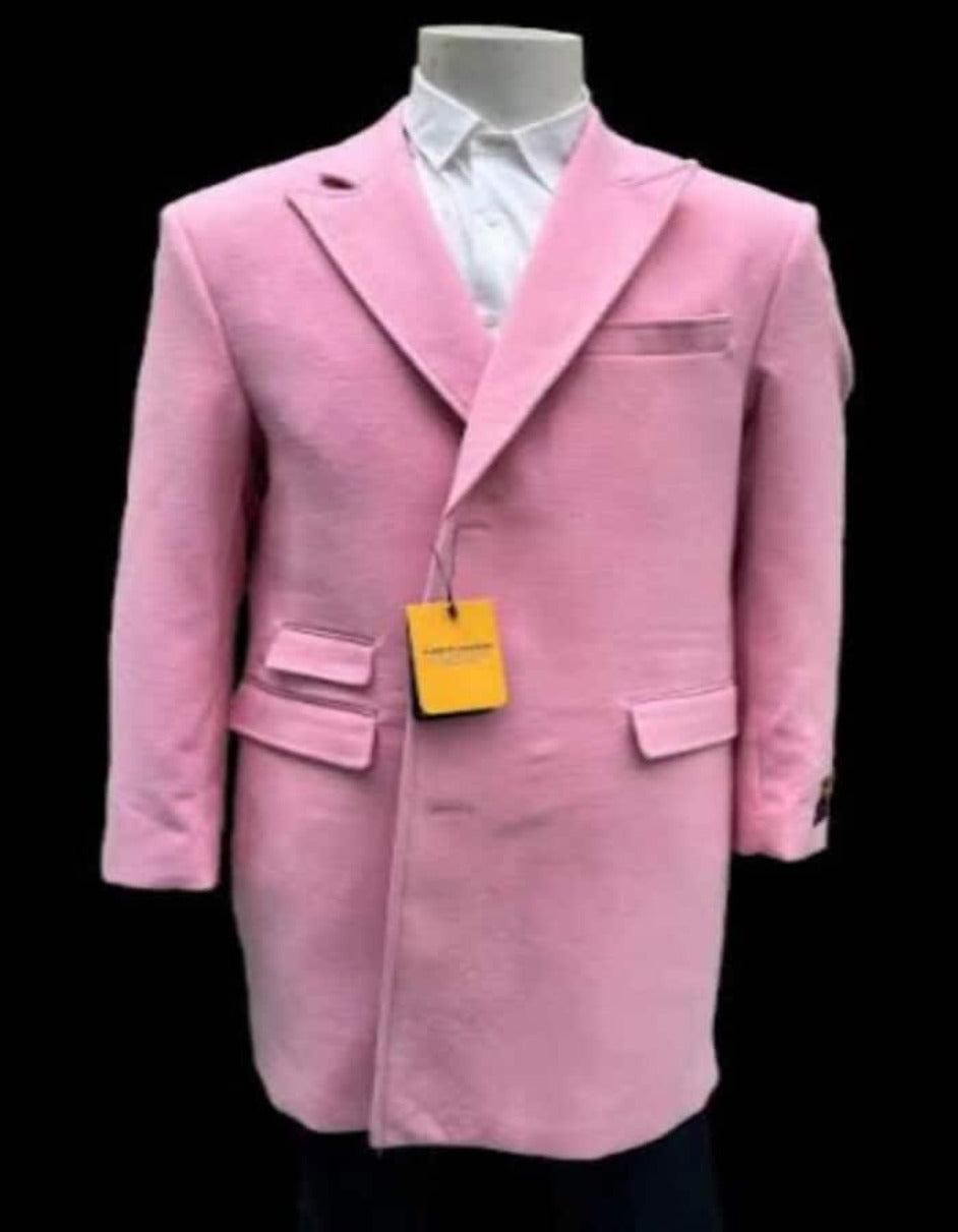 Mens Overcoat - Topcoat For Men - Winter Fabric - Mens Light Pink Wool Fashion Overcoat - Light Pink Topcoat - Men's Tuxedo USA