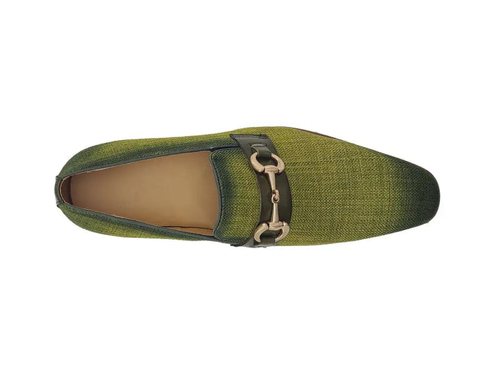 Carrucci Linen Loafer With Gold Tone Buckle