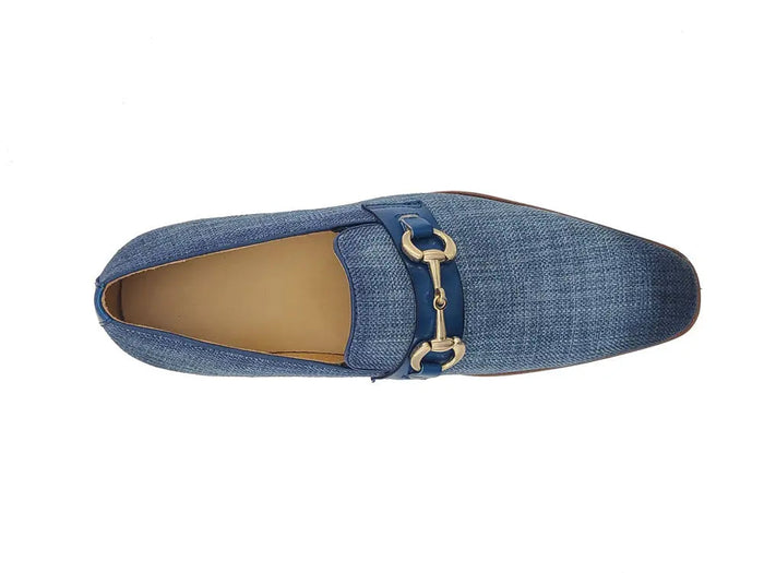 Carrucci Linen Loafer With Gold Tone Buckle